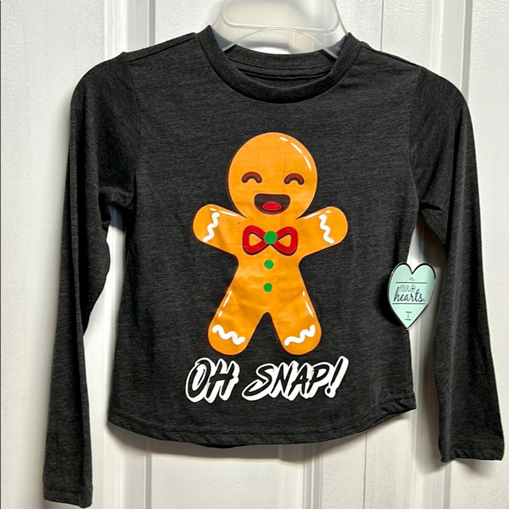 New Four Hearts Oh Snap Ginger Bread Shirt Child Size 5 NWT